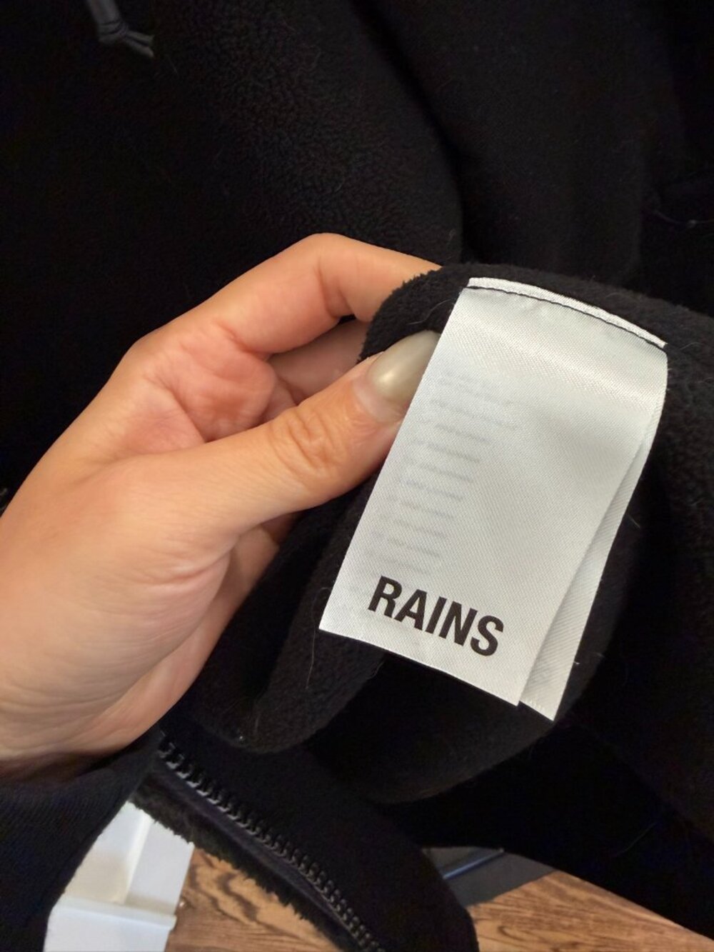 RAINS Black Fleece Vest – Full-Zip Sleeveless Jacket, Women's XS (Fits US 2)
